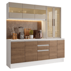 Armário de Cozinha Compacta 100% MDF 180 cm Branco/Rustic/Crema Smart Madesa 04