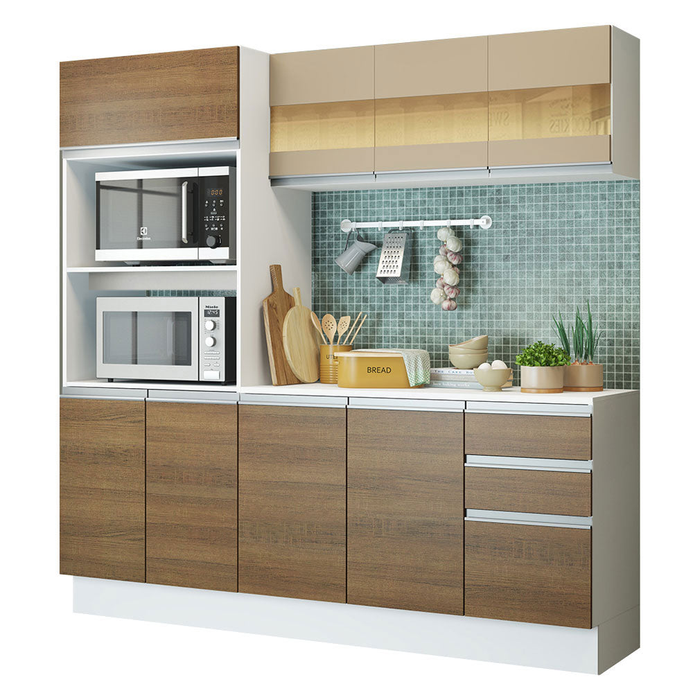 Armário de Cozinha Compacta 100% MDF 190 cm Branco/Rustic/Crema Smart Madesa 01