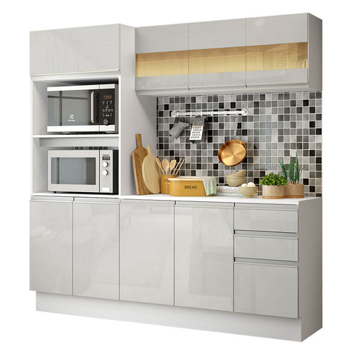 Armário de Cozinha Compacta 100% MDF 190 cm Frentes Branco Brilho Smart Madesa XP