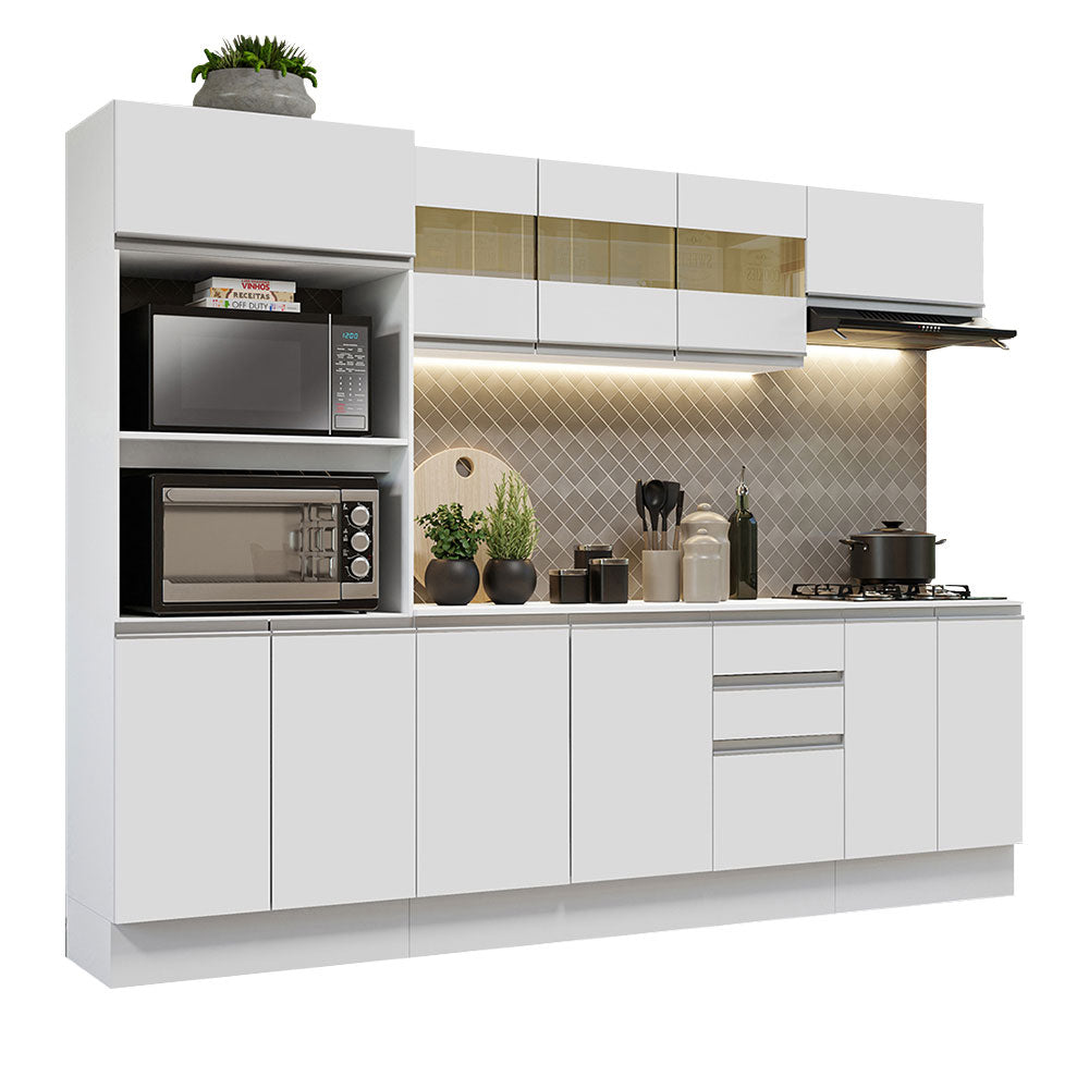 Armário de Cozinha Completa 100% MDF 250cm Branco Smart Madesa 01