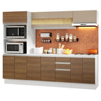 Armário de Cozinha Completa 100% MDF 250 cm Branco/Rustic/Crema Smart Madesa 01