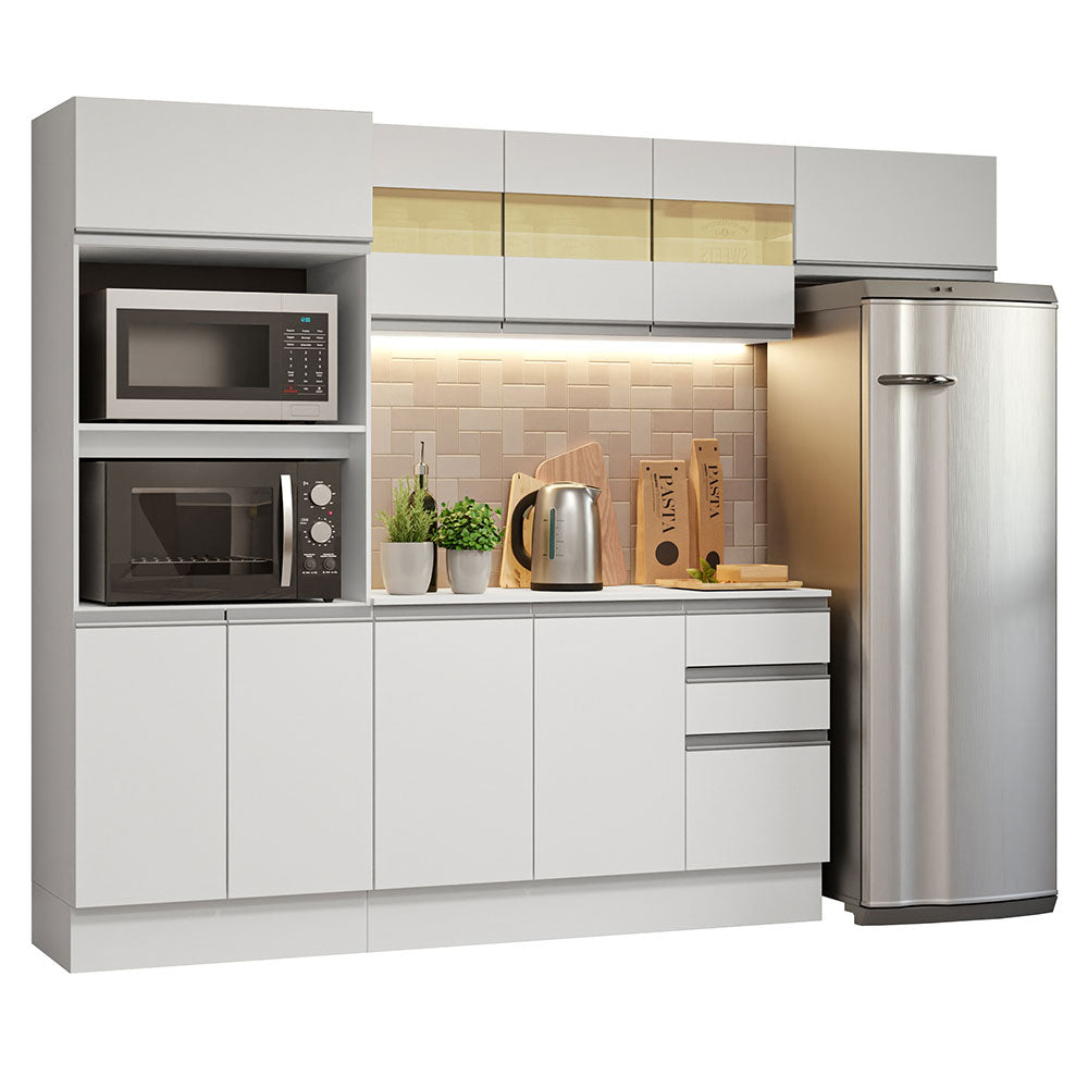 Armário de Cozinha Completa 100% MDF 250cm Branco Smart Madesa 03