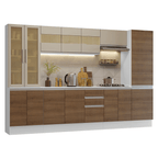 Armário de Cozinha Completa 100% MDF 290 cm Branco/Rustic/Crema Smart Madesa 01