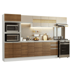Armário de Cozinha Completa 100% MDF 310 cm Branco/Rustic/Crema Smart 02