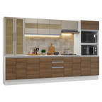 Armário de Cozinha Completa 100% MDF 310 cm Branco/Rustic/Crema Smart Madesa 03