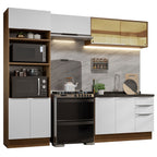 Armário de Cozinha Completa 270cm Rustic/Branco Stella Madesa 06