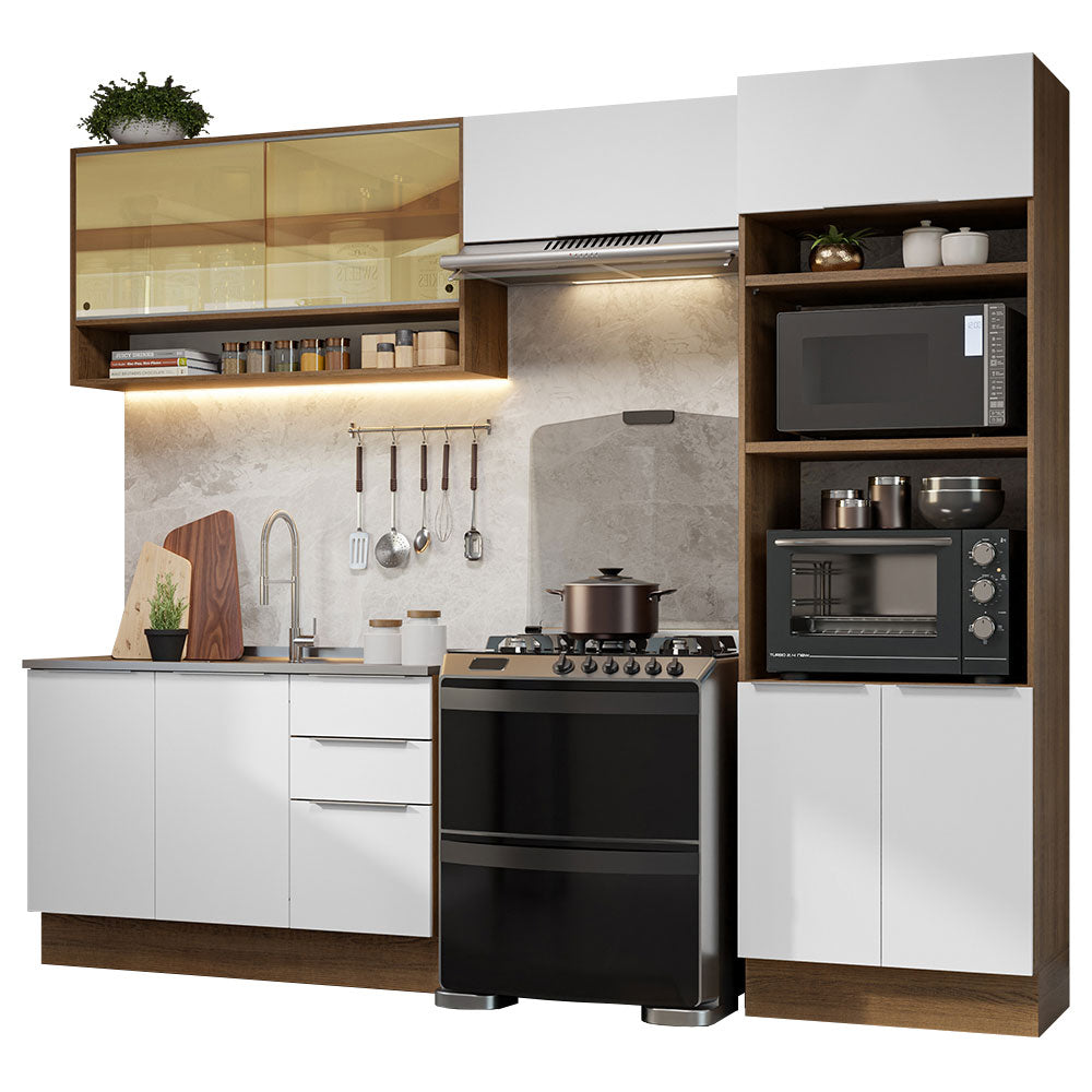 Armário de Cozinha Completa 270cm Rustic/Branco Stella Madesa 07