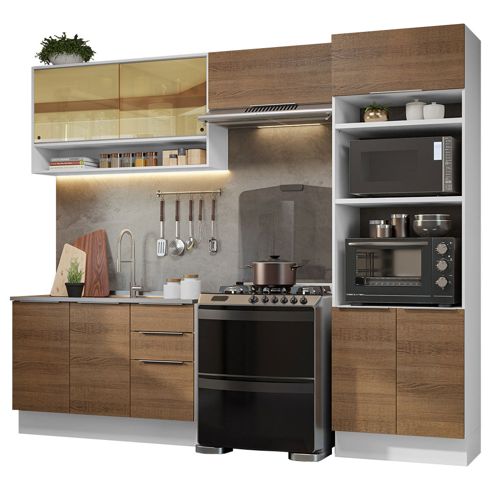Armário de Cozinha Completa 270cm Branco/Rustic Stella Madesa 07