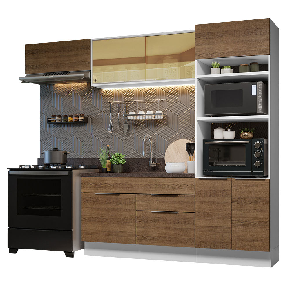 Armário de Cozinha Completa 270cm Branco/Rustic Stella Madesa 08