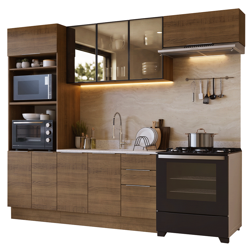 Armário de Cozinha Completa 270 cm Rustic Stella Madesa 12