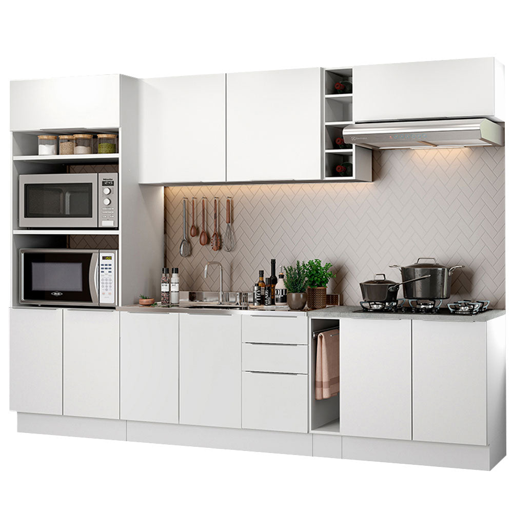 Armário de Cozinha Completa Stella 290cm Branco Stella Madesa 01