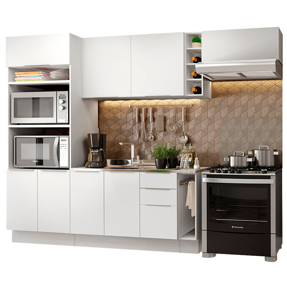 Armário de Cozinha Completa 290cm Branco Stella Madesa 02