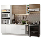 Armário de Cozinha Completa 290cm Branco/Branco/Rustic Stella Madesa 02