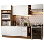 Armário de Cozinha Completa 290cm Rustic/Branco Stella Madesa 02