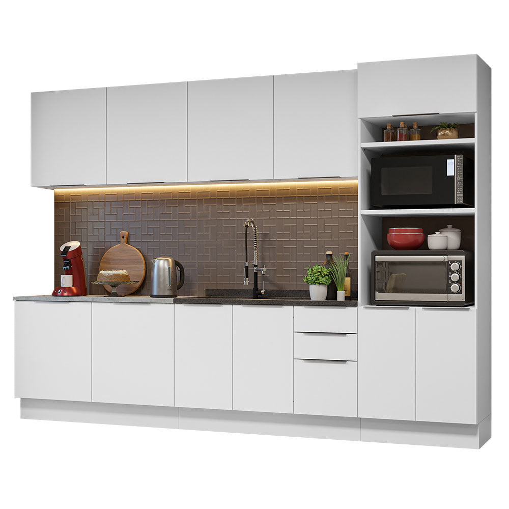 Armário de Cozinha Completa 310cm Branco Stella Madesa 01