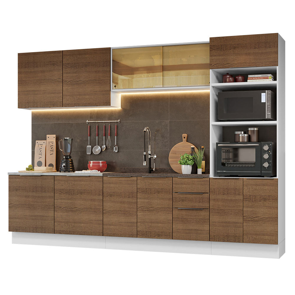 Armário de Cozinha Completa 310cm Branco/Rustic Stella Madesa 03