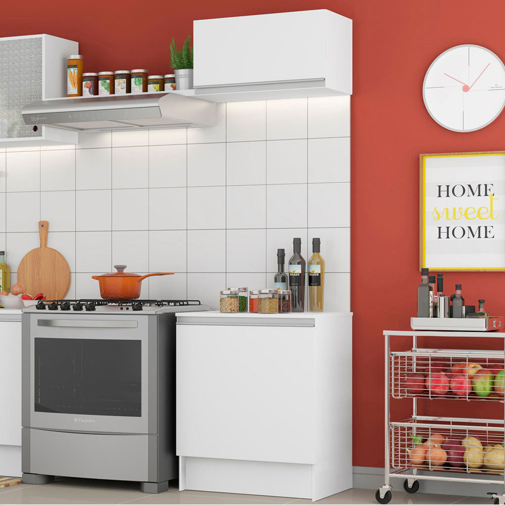 Kit Madesa Topazio 60 cm com Armário e Balcão Branco