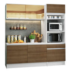Armário de Cozinha Compacta com Balcão e Tampo Branco/Rustic Diamante Pop Madesa