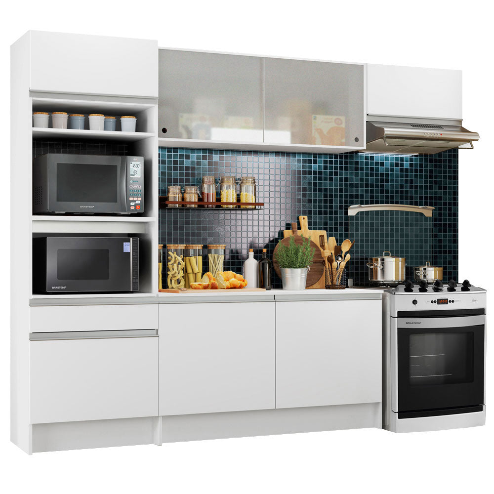 Armário de Cozinha Completa 240cm Branco Topazio Madesa 01