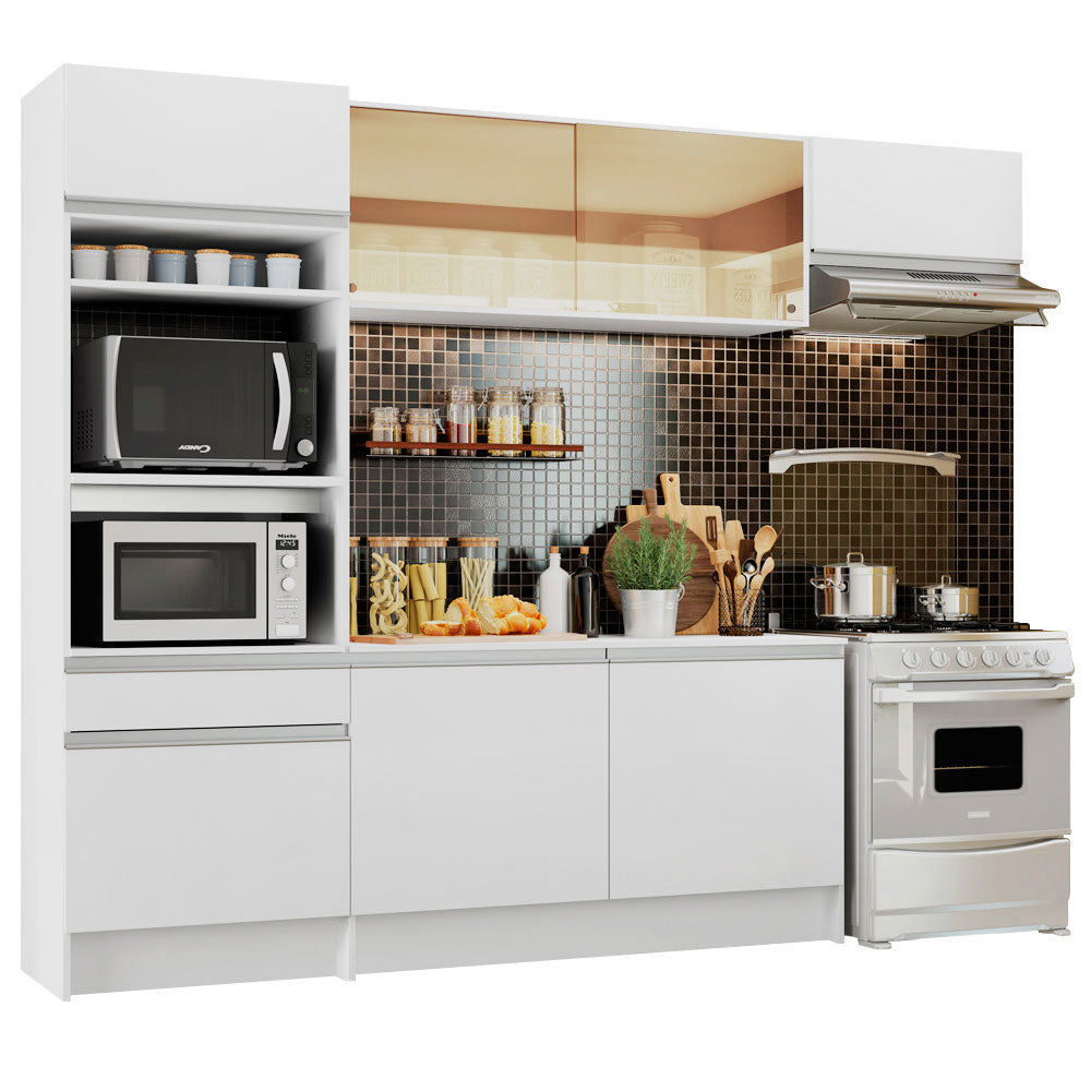 Armário de Cozinha Completa 240cm Branco Diamante Madesa 02