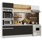 Armário de Cozinha Completa 240cm Branco/Preto/Branco Diamante Madesa 02