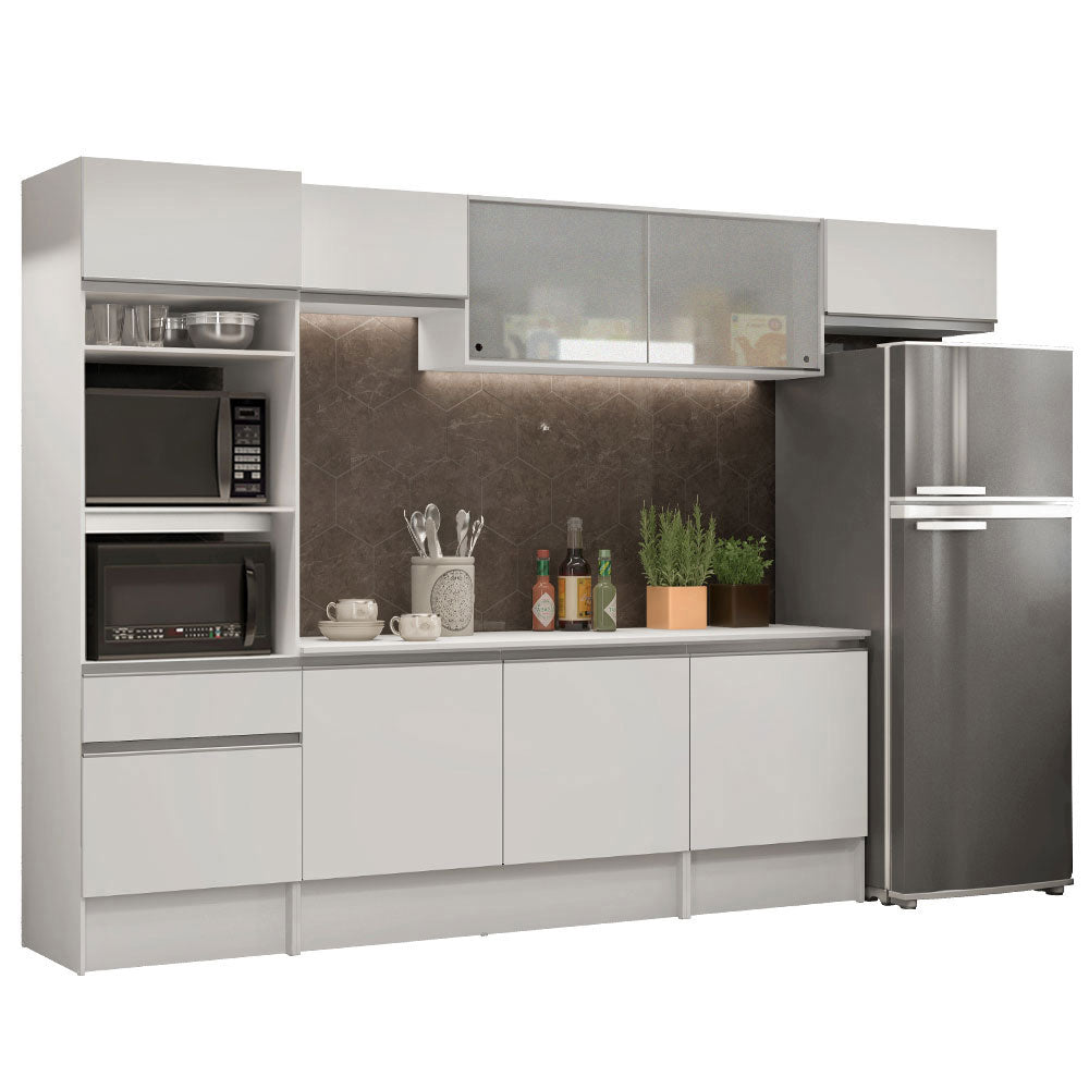 Armário de Cozinha Completa 300cm Branco Topazio Madesa 01