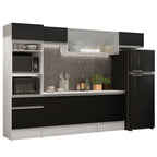 Armário de Cozinha Completa 300cm Branco/Preto Topazio Madesa 01