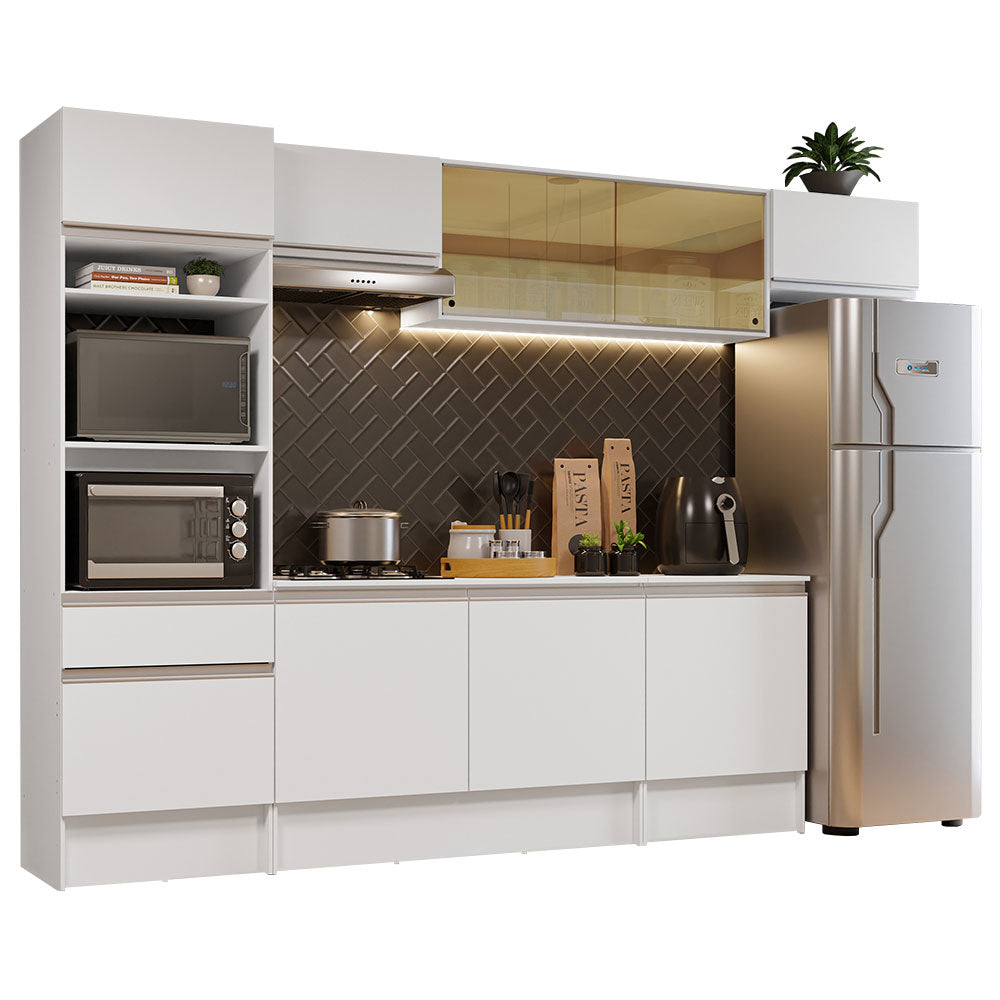 Armário de Cozinha Completa 300cm Branco Diamante Madesa 02