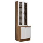 Kit Balcão + Cristaleira 70 cm Rustic/Branco Vik Madesa 01