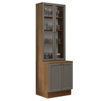 Kit Balcão + Cristaleira 70 cm Rustic/Cinza Vik Madesa 01