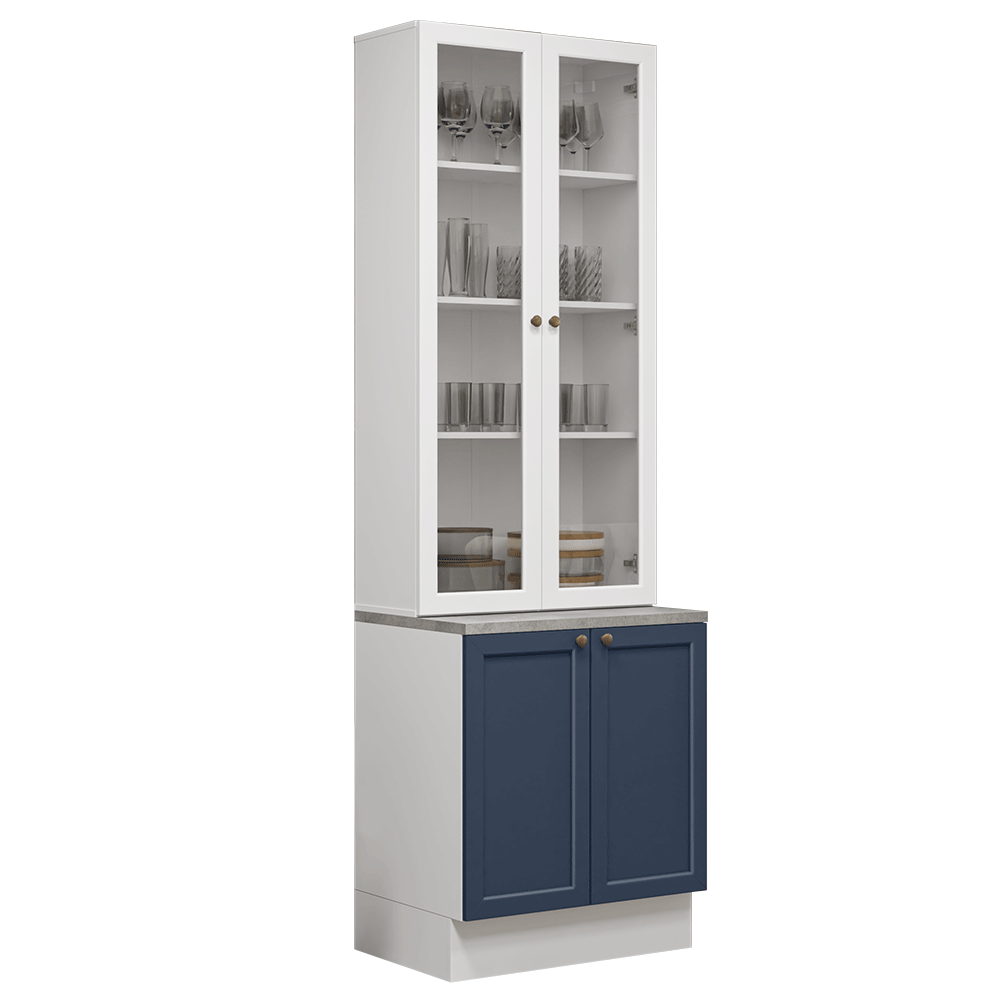 Kit Balcão + Cristaleira 70 cm Branco/Azul/Branco Vik Madesa 02