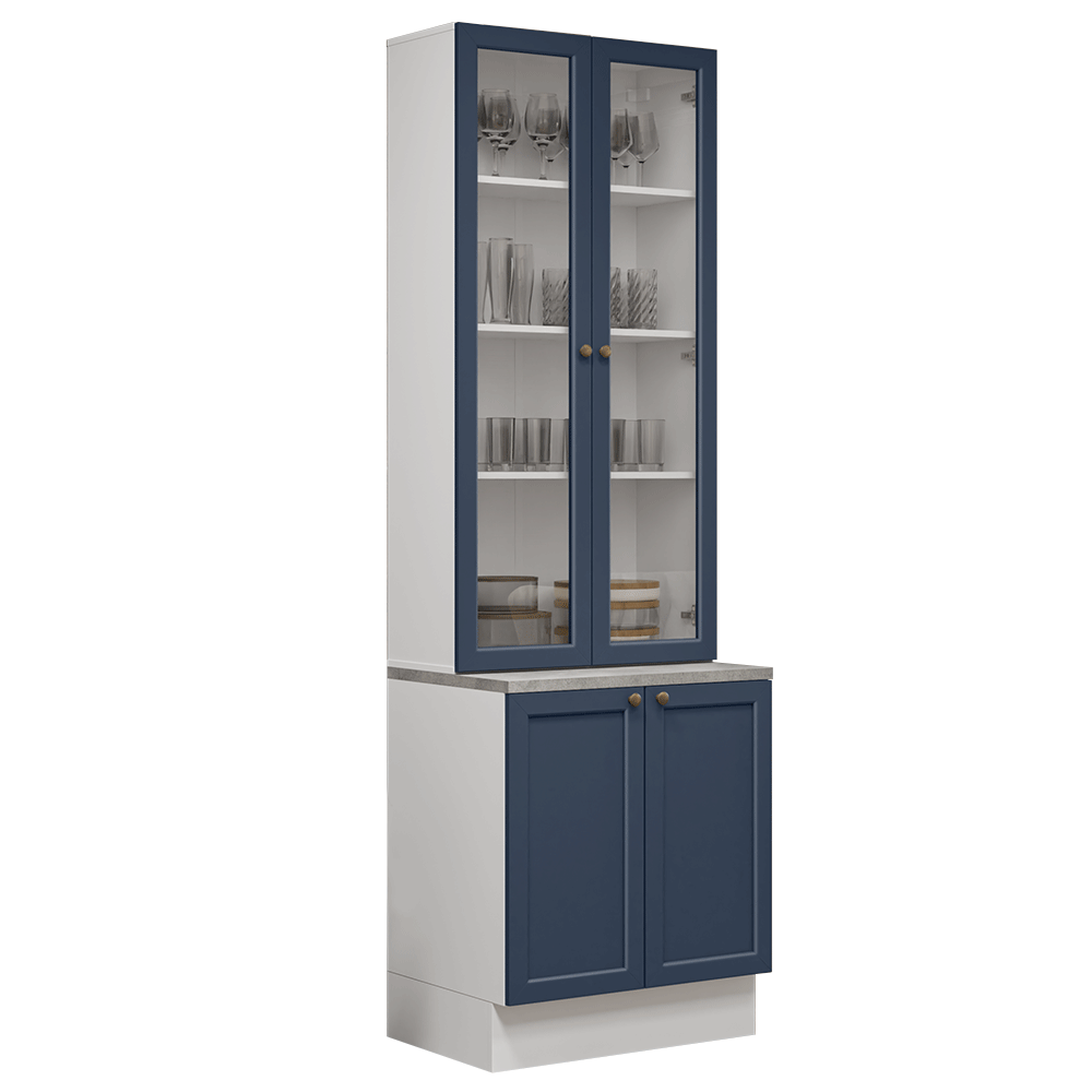 Kit Balcão + Cristaleira 70 cm Branco/Azul Vik Madesa 02