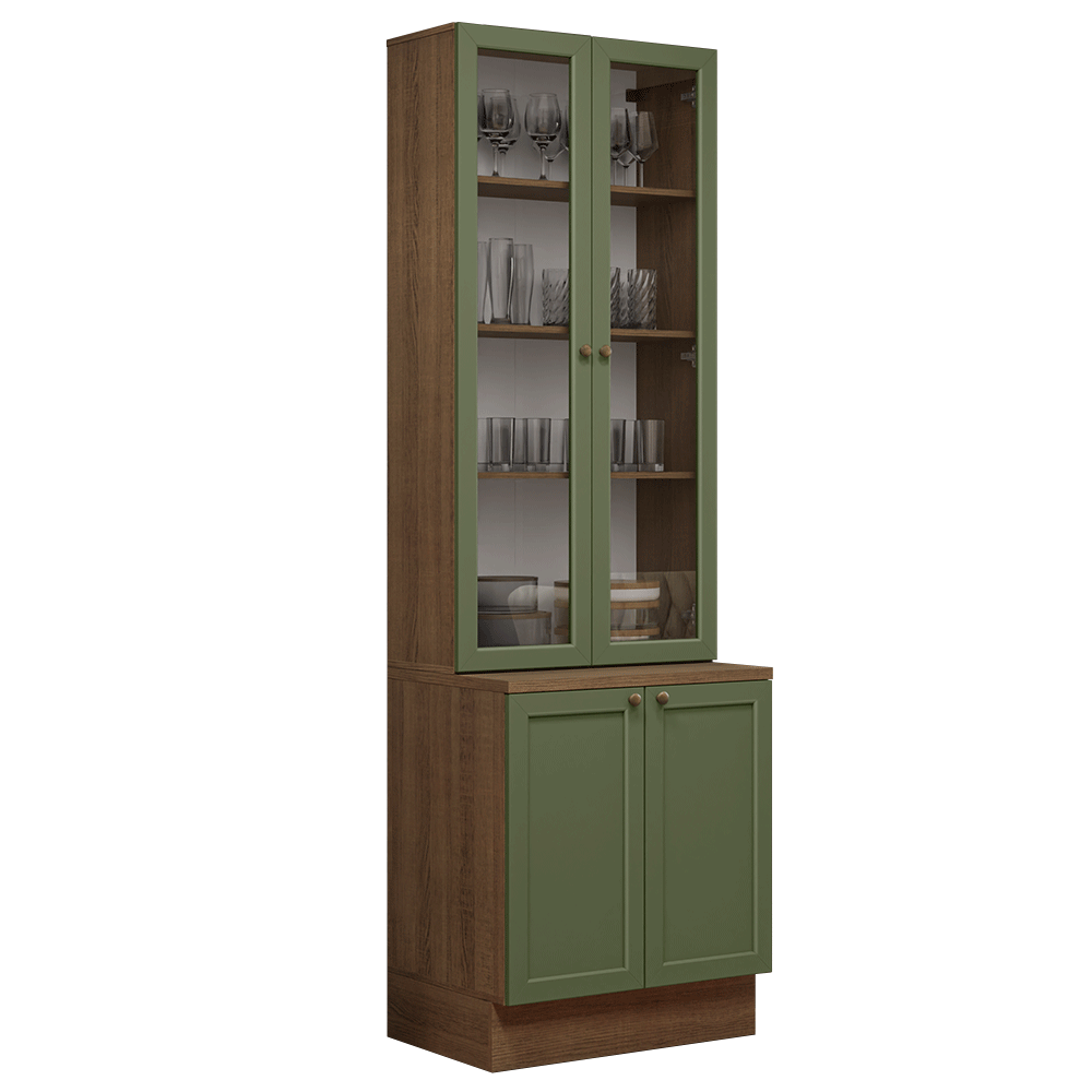 Kit Balcão + Cristaleira 70 cm Rustic/Verde Vik Madesa 02