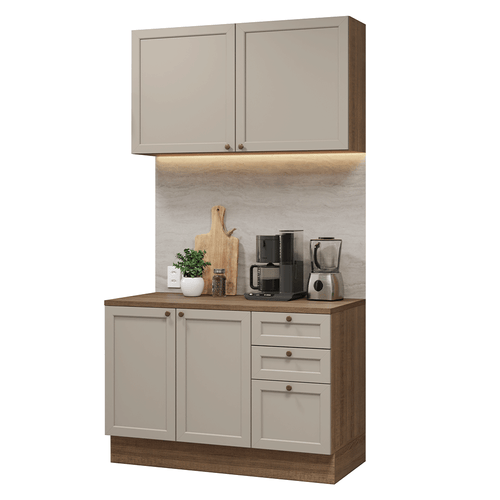 Armário de Cozinha Compacta 120 cm Rustic/Crema Vik Madesa 01