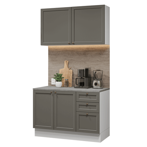 Armário de Cozinha Compacta 120 cm Branco/Cinza Vik Madesa 01