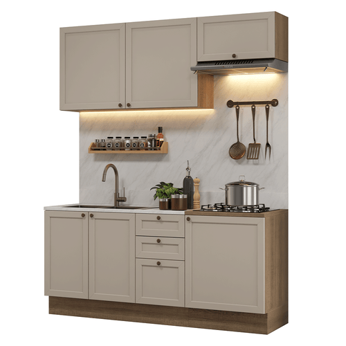 Armário de Cozinha Compacta 180 cm Rustic/Crema Vik Madesa 01