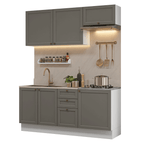 Armário de Cozinha Compacta 180 cm Branco/Cinza Vik Madesa 01