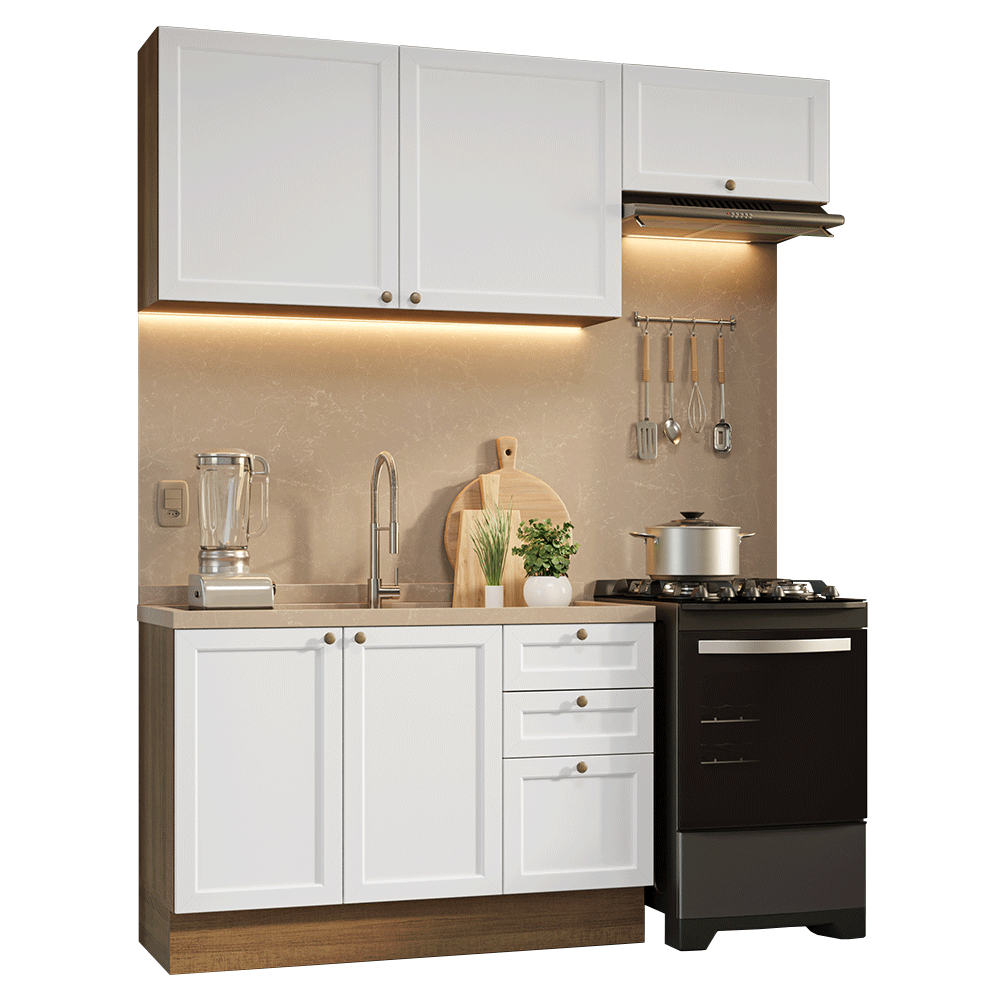 Armário de Cozinha Compacta 180 cm Rustic/Branco Vik Madesa 02