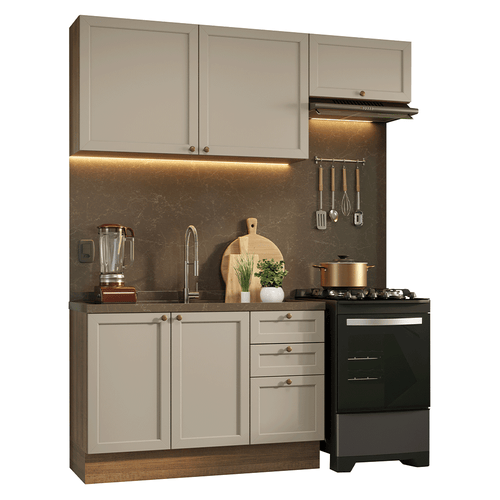 Armário de Cozinha Compacta 180 cm Rustic/Crema Vik Madesa 02