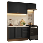 Armário de Cozinha Compacta 180 cm Rustic/Preto Vik Madesa 02