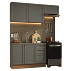 Armário de Cozinha Compacta 180 cm Rustic/Cinza Vik Madesa 02