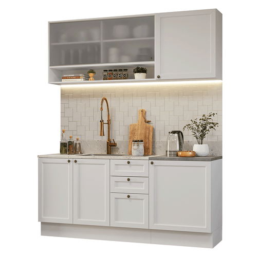 Armário de Cozinha Compacta 180 cm Branco Vik Madesa 03