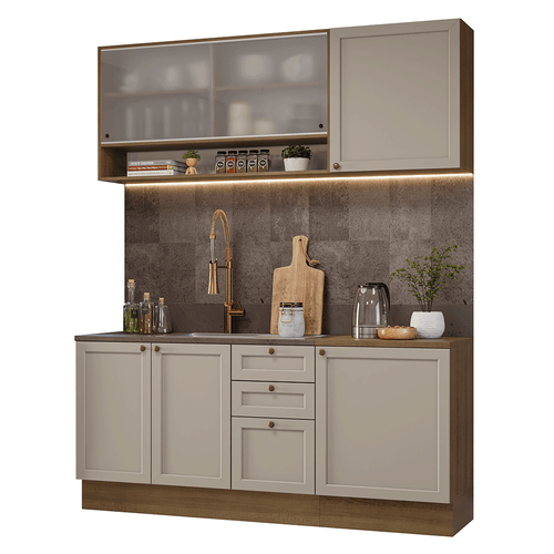 Armário de Cozinha Compacta 180 cm Rustic/Crema Vik Madesa 03