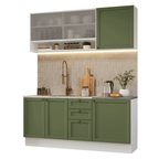 Armário de Cozinha Compacta 180 cm Branco/Verde Vik Madesa 03