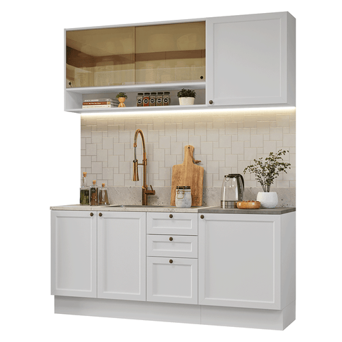 Armário de Cozinha Compacta 180 cm Branco Vik Madesa 04