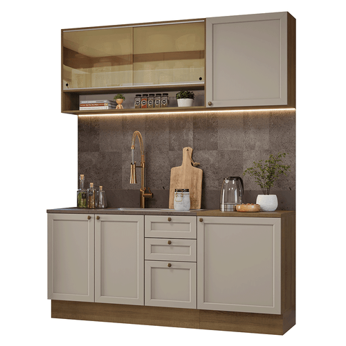 Armário de Cozinha Compacta 180 cm Rustic/Crema Vik Madesa 04