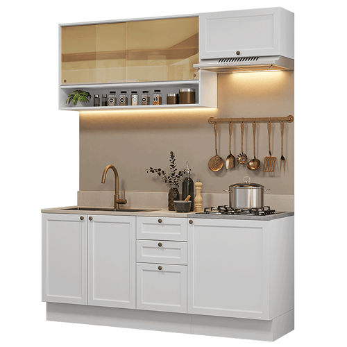 Armário de Cozinha Completa 180 cm Branco Vik Madesa 05
