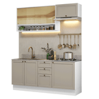 Armário de Cozinha Compacta 180 cm Branco/Crema Vik Madesa 05