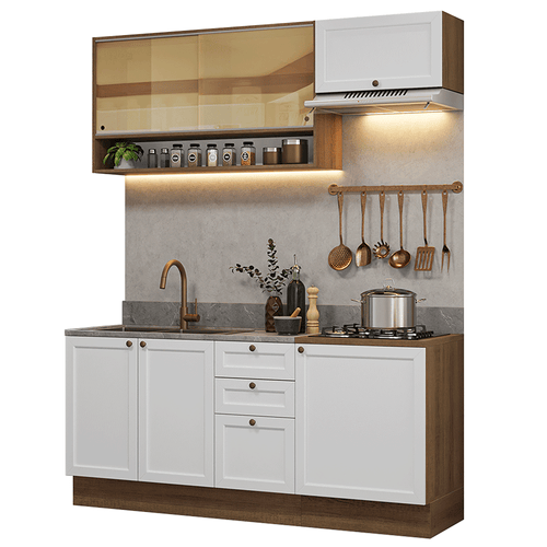 Armário de Cozinha Completa 180 cm Rustic/Branco Vik Madesa 05