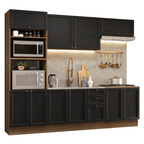 Armário de Cozinha Completa 270 cm Rustic/Preto Vik Madesa 01
